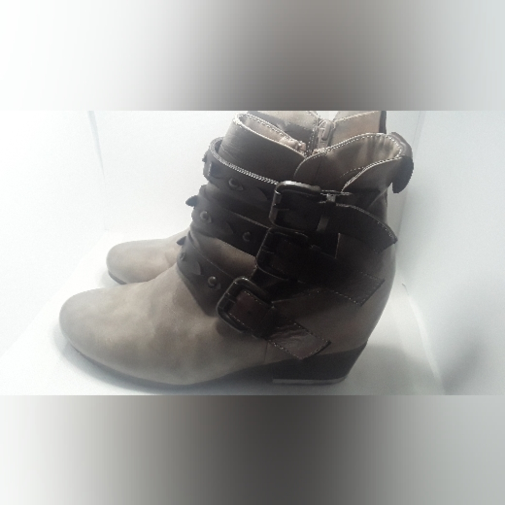 Brown wedge ankle boots